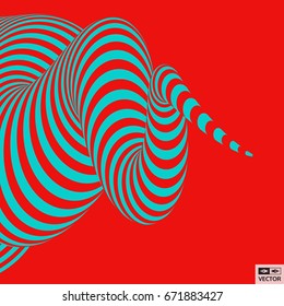 Tunnel. Optical illusion. Abstract striped background. 3D vector illustration.
