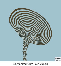 Tunnel. Optical illusion. Abstract striped background. 3D vector illustration.