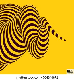 Tunnel. Optical illusion. Abstract striped background. 3D vector illustration.
