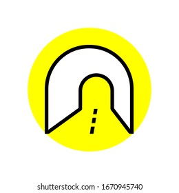 Tunnel outline style icon vector yellow color Perfect for traffic signs