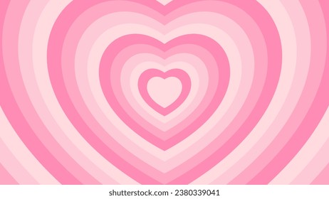 Tunnel of pink hearts. On-trend background in modern hues. Vector illustration