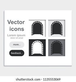 Tunnel placed on web page template flat vector icon. Entrance illustration.