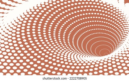 Tunnel from radial dots in circle form. Circular design element. . Curvature of surface. Design element for medical, science, cosmetic themes