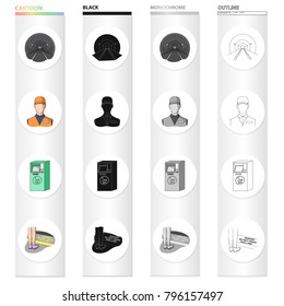 Tunnel, rails, lighting, and other web icon in cartoon style.Shoes, places, stop, icons in set collection.