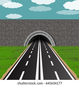 tunnel with road illustration