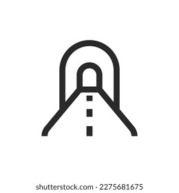 Tunnel Road, linear style icon. Editable stroke width