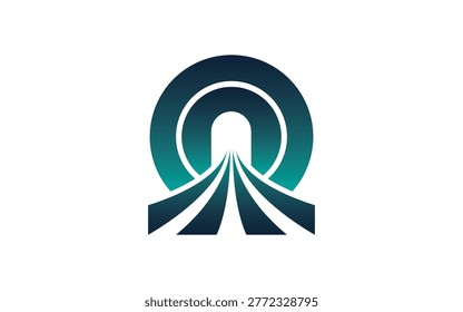 Tunnel Road Perspective Travel Path Logo Vector Design