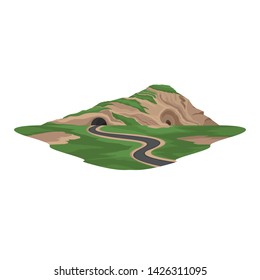 Tunnel Road under the Mountain Landscape Vector
