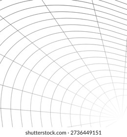 Tunnel with rounded corners receding into distance. Moving energetic grid structure of fine lines. Simple black and white dynamic vector background