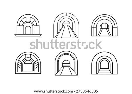 tunnel section draft icon line art vector illustration isolated