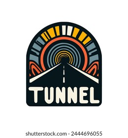 the tunnel sticker label vector illustration template design