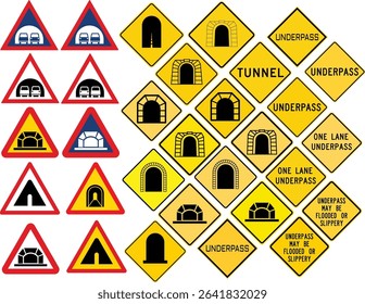 Tunnel Traffic Road Warning Signs