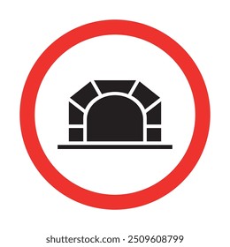 Tunnel traffic sign within a round red bar, Traffic signs vector design