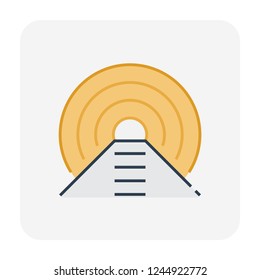 Tunnel vector icon. May called entrance, pathway, underpass or route with railroad track for transportation, train, subway. Construction and investigations from geotechnical engineering and geology.
