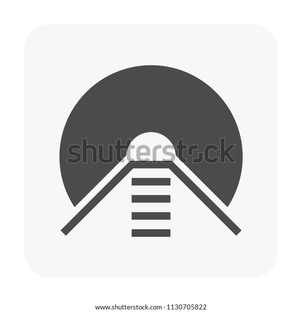 Tunnel vector icon. May called entrance,\
pathway, underpass or route with railroad track for transportation,\
train, subway. Construction and investigations from geotechnical\
engineering and\
geology.\
