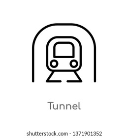 tunnel vector line icon. Simple element illustration. tunnel outline icon from transportation concept. Can be used for web and mobile