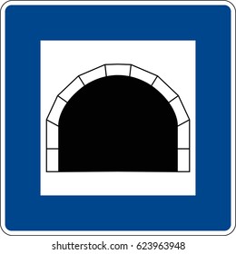 Tunnel. Vector road sign Germany.