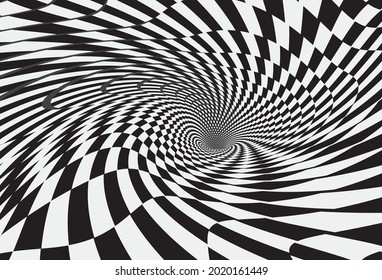 Tunnel or wormhole. 3D Digital wireframe tunnel. Background abstract vector image