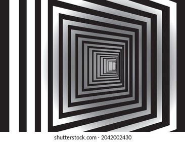 Túnel o agujero de gusano. Túnel de alambre controlado. cuadrícula 3D. Imagen vectorial abstracta de fondo