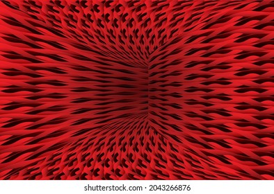 Tunnel or wormhole. Checkered wireframe tunnel. 3D  grid. Background abstract vector image