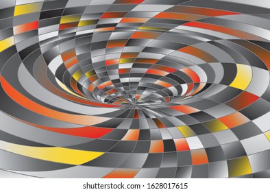 Tunnel or wormhole. Digital wireframe tunnel. 3D tunnel grid. Background abstract vector image