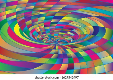 Tunnel or wormhole. Digital wireframe tunnel. 3D tunnel grid. Background abstract vector image