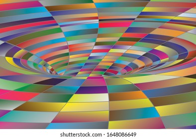 Tunnel or wormhole. Digital wireframe tunnel. 3D tunnel grid. Background abstract vector image