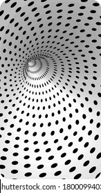 Tunnel or wormhole. Digital wireframe tunnel. 3D tunnel grid. Background abstract vector image