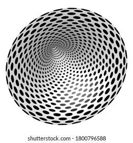 Tunnel or wormhole. Digital wireframe tunnel. 3D tunnel grid. Background abstract vector image