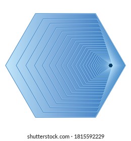 Tunnel or wormhole. Digital wireframe tunnel. 3D tunnel grid. Background abstract vector image