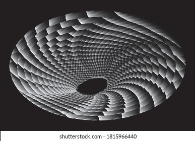 Tunnel or wormhole. Digital wireframe tunnel. 3D tunnel grid. Abstract Background. Vector image