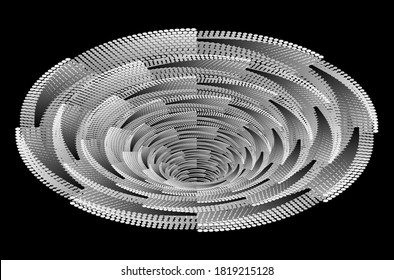 Tunnel or wormhole. Digital wireframe tunnel. 3D tunnel grid. Abstract vector design element