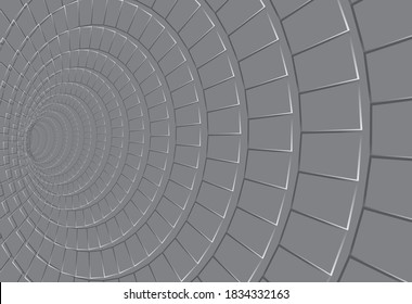 Tunnel or wormhole. Digital wireframe tunnel. 3D tunnel grid. Background abstract vector image