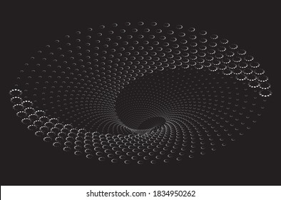 Túnel o agujero de gusano. Túnel de alambre digital. cuadrícula de túnel 3D. Imagen vectorial abstracta de fondo
