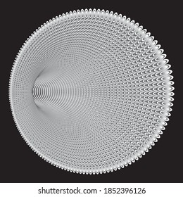 Tunnel or wormhole. Digital wireframe tunnel. 3D tunnel grid. Background abstract vector image