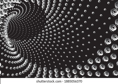 Tunnel or wormhole. Digital wireframe tunnel. 3D tunnel grid. Background abstract vector image