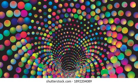 Tunnel or wormhole. Digital wireframe tunnel. 3D tunnel grid. Background abstract vector image