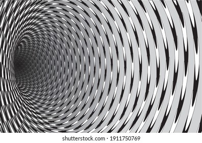 Tunnel oder Wurmloch. Digitaler Wireframe-Tunnel. 3D-Tunnelgitter. Abstraktes Vektorbild im Hintergrund