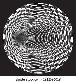 Tunnel or wormhole. Digital wireframe tunnel. 3D tunnel grid. Background abstract vector image