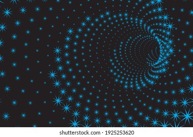 Tunnel or wormhole. Digital wireframe tunnel. 3D tunnel grid. Background abstract vector image