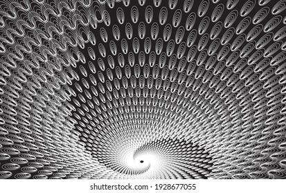 Tunnel or wormhole. Digital wireframe tunnel. 3D tunnel grid. Background abstract vector image