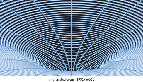 Tunnel or wormhole. Digital wireframe tunnel. 3D tunnel grid. Background abstract vector image