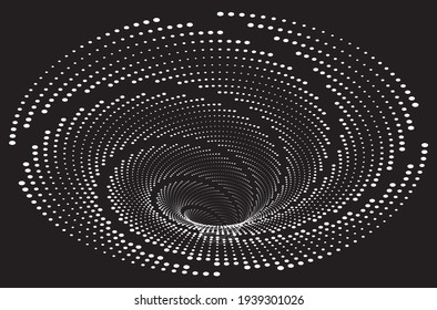 Tunnel or wormhole. Digital wireframe tunnel. 3D tunnel grid. Background abstract vector image
