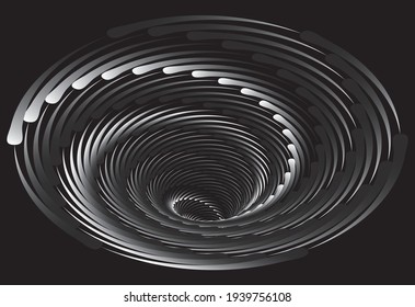 Túnel o agujero de gusano. Túnel de alambre digital. cuadrícula de túnel 3D. Imagen vectorial abstracta de fondo