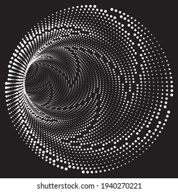 Túnel o agujero de gusano. Túnel de alambre digital. cuadrícula de túnel 3D. Imagen vectorial abstracta de fondo