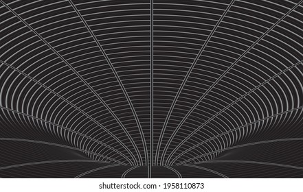 Tunnel or wormhole. Digital wireframe tunnel. 3D tunnel grid. Background abstract vector image