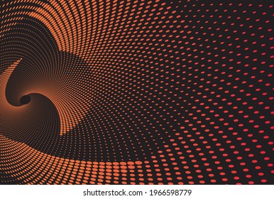 Tunnel or wormhole. Digital wireframe tunnel. 3D tunnel grid. Background abstract vector image