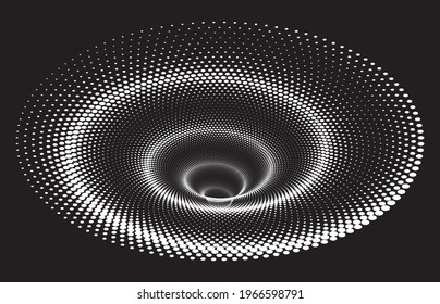 Tunnel or wormhole. Digital wireframe tunnel. 3D tunnel grid. Background abstract vector image