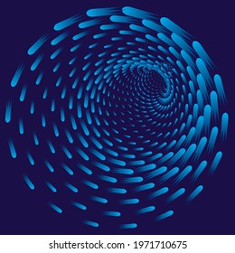 Tunnel or wormhole. Digital wireframe tunnel. 3D tunnel grid. Background abstract vector image