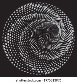 Tunnel or wormhole. Digital wireframe tunnel. 3D tunnel grid. Background abstract vector image